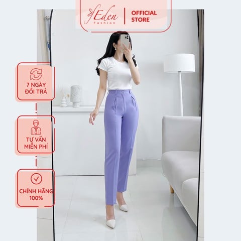  Quần công sở lưng cao xếp ly thời trang Eden - Q022 